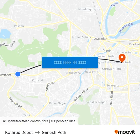 कोथरुड डिपो to गणेश पेठ map