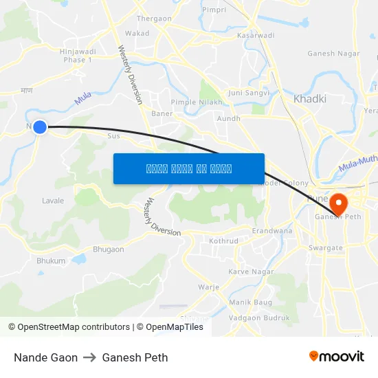 नांदे गाव to गणेश पेठ map