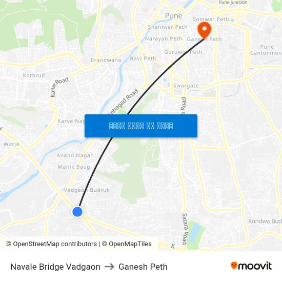 नवले ब्रिज वडगांव to गणेश पेठ map