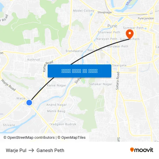वारजे पुल to गणेश पेठ map