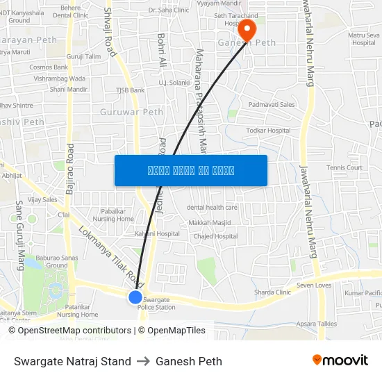 स्वारगेट नटराज स्टैंड to गणेश पेठ map