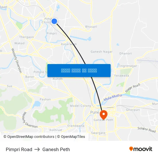 पिंपरी रोड to गणेश पेठ map