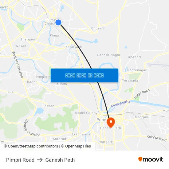 पिंपरी रोड to गणेश पेठ map