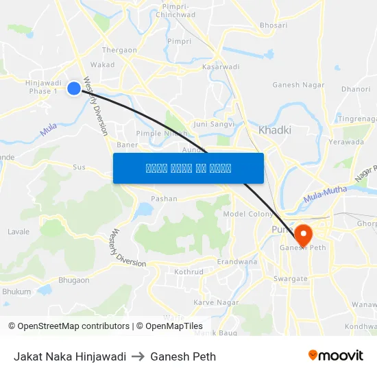 जकात नाका हिंजवाडी to गणेश पेठ map