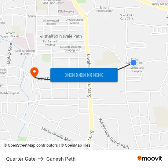 क्वार्टर गेट to गणेश पेठ map