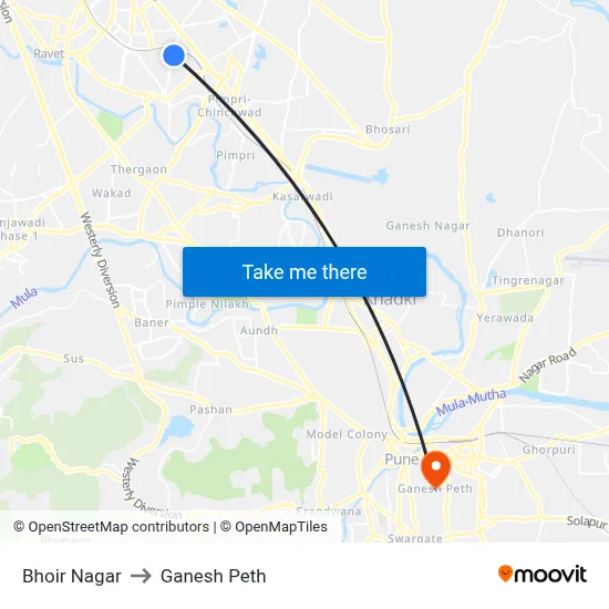 भोईर नगर to गणेश पेठ map