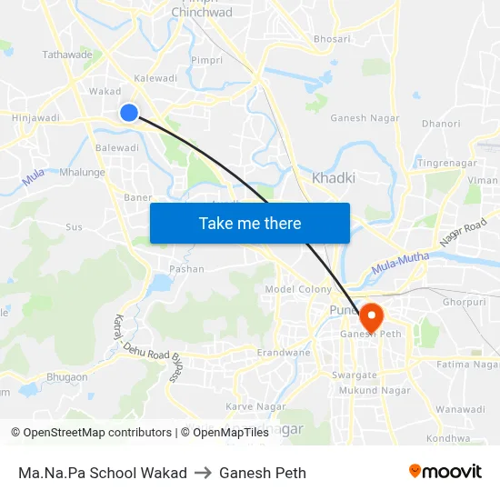 मा.न.पा स्कूल वाकड to गणेश पेठ map
