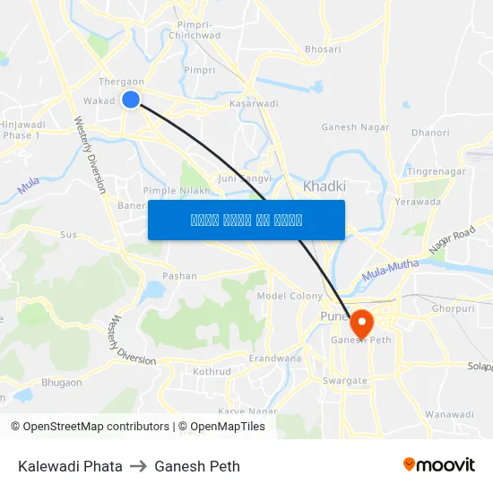 कालेवाड़ी फाटा to गणेश पेठ map