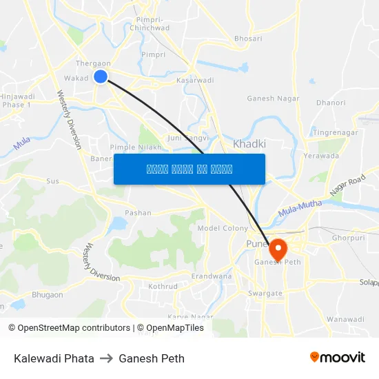 कालेवाड़ी फाटा to गणेश पेठ map