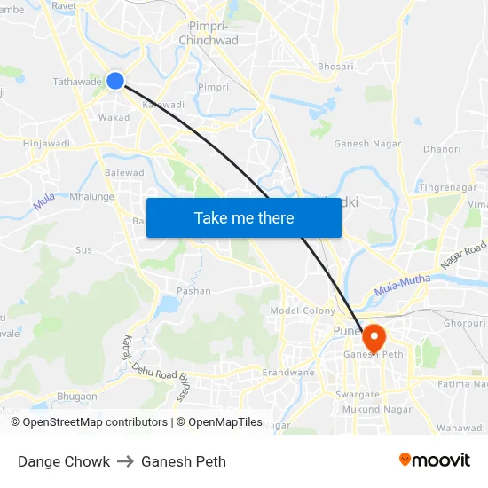 डांगे चौक to गणेश पेठ map