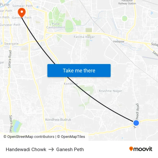 हंडेवाडी चौक to गणेश पेठ map