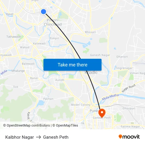 कलभोर नगर to गणेश पेठ map