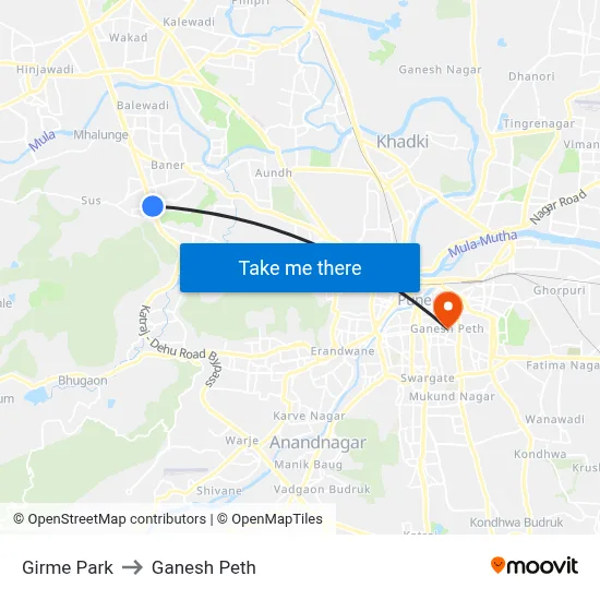 गिरमे पार्क to गणेश पेठ map