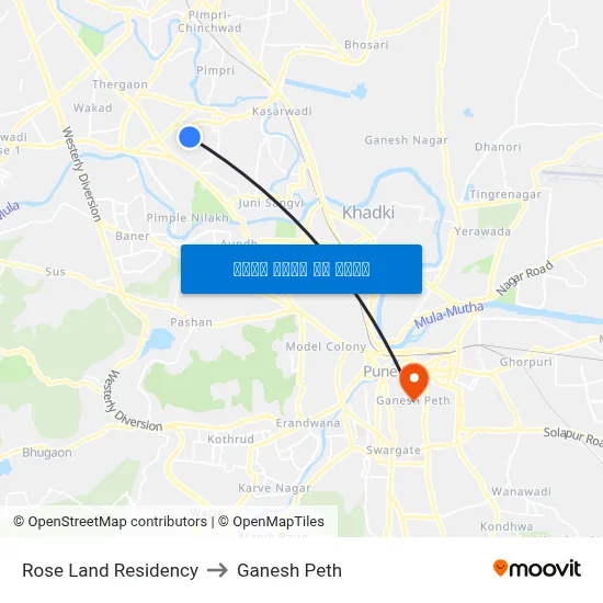 रोज लैंड रेसिडेंसी to गणेश पेठ map