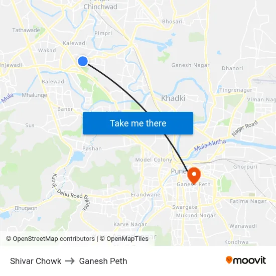 शिवार चौक to गणेश पेठ map
