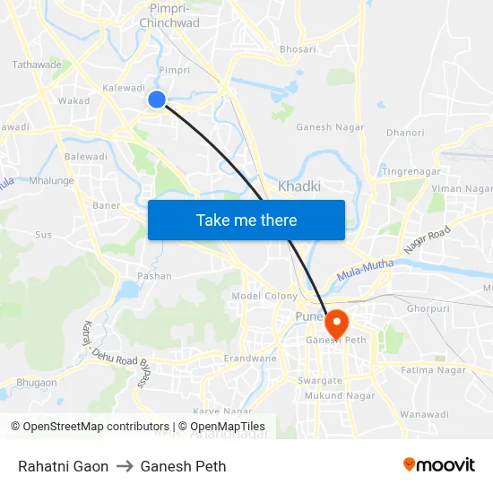 Rahatni Gaon to गणेश पेठ map