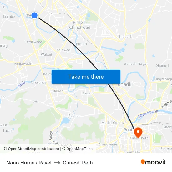 नानो होम्स रावेत to गणेश पेठ map