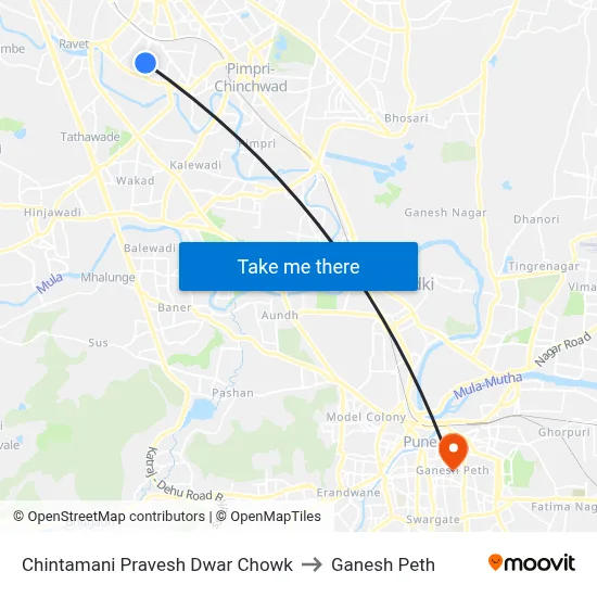 चिंतामणी प्रवेश द्वार चौक to गणेश पेठ map