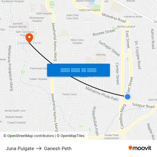 जुना पुलगेट to गणेश पेठ map