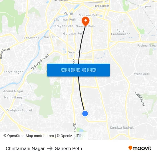 चिंतामणि नगर to गणेश पेठ map
