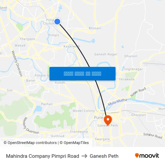 महिंद्रा कंपनी पिंपरी रोड to गणेश पेठ map