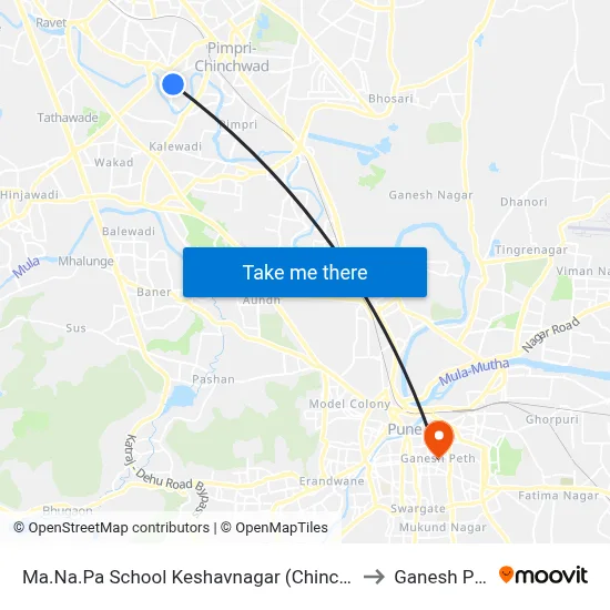 मा.न.पा स्कूल केशवनगर (चिंचवड) to गणेश पेठ map