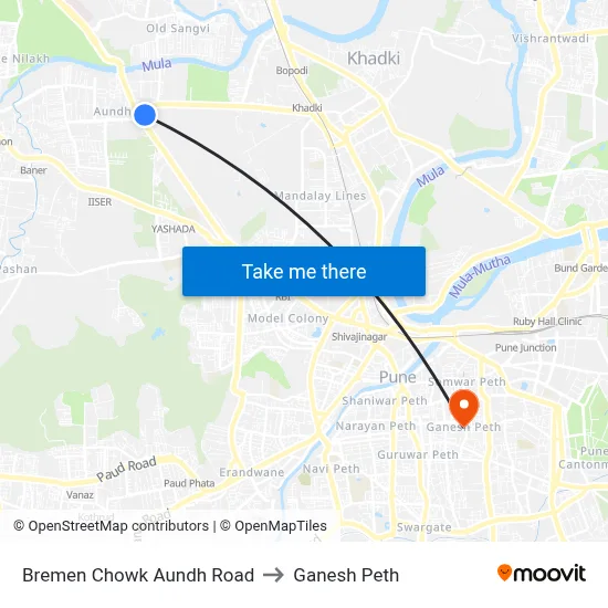 ब्रेमेन चौक औंध रोड to गणेश पेठ map