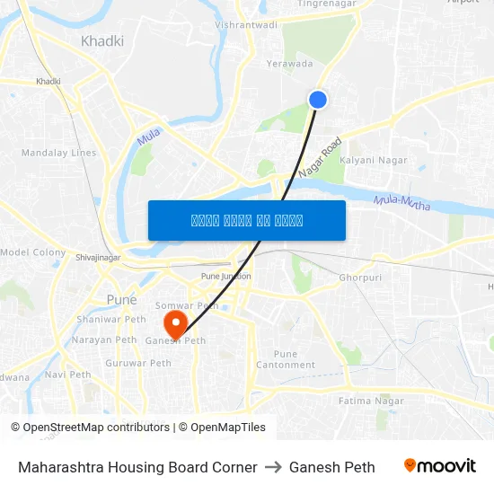 महाराष्ट्र हाउसिंग बोर्ड कॉर्नर to गणेश पेठ map