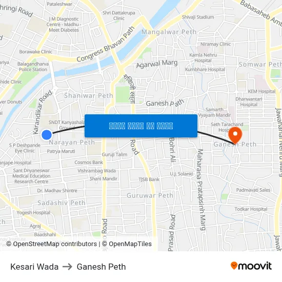 केसरी वाडा to गणेश पेठ map