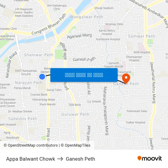 अप्पा बलवंत चौक to गणेश पेठ map