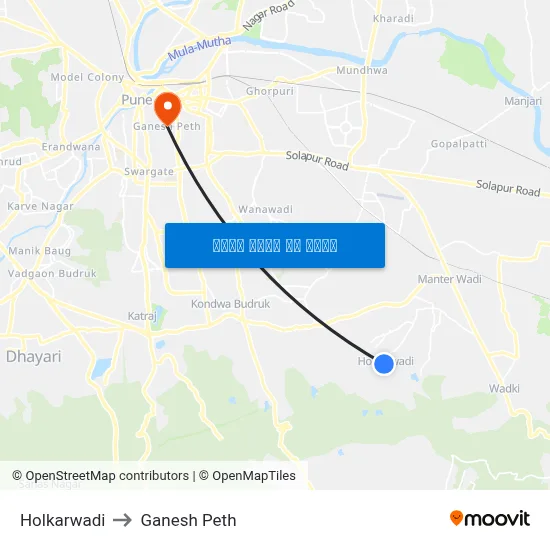 होलकरवाडी to गणेश पेठ map