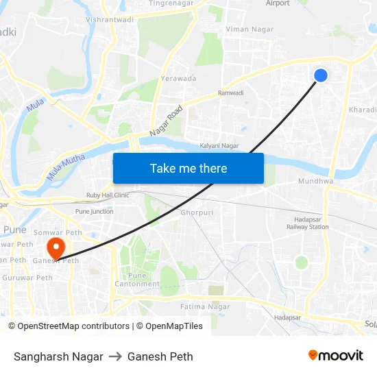 संघर्ष नगर to गणेश पेठ map