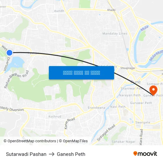 सुतारवाडी पाषाण to गणेश पेठ map