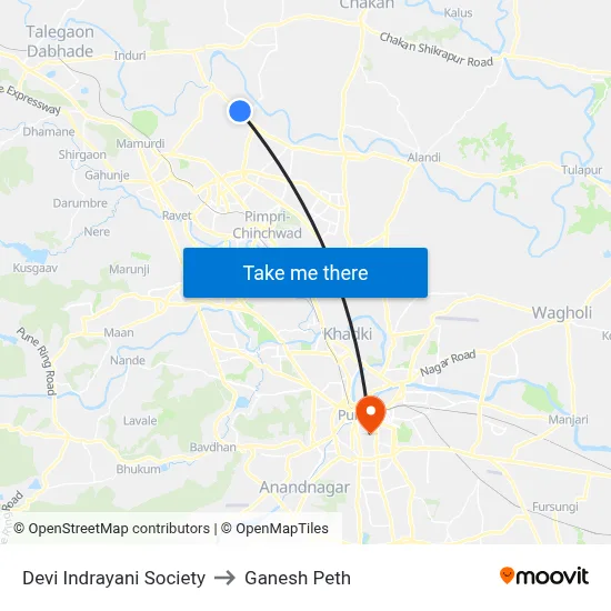 देवी इंद्रायणी सोसायटी to गणेश पेठ map