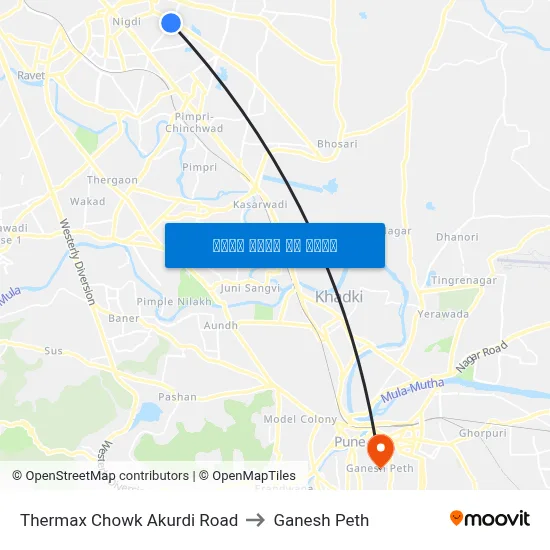 थरमैक्स चौक आकुर्डी रोड to गणेश पेठ map