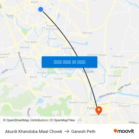 आकुर्डी खंडोबा माळ चौक to गणेश पेठ map