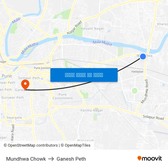 मुंधवा चौक to गणेश पेठ map