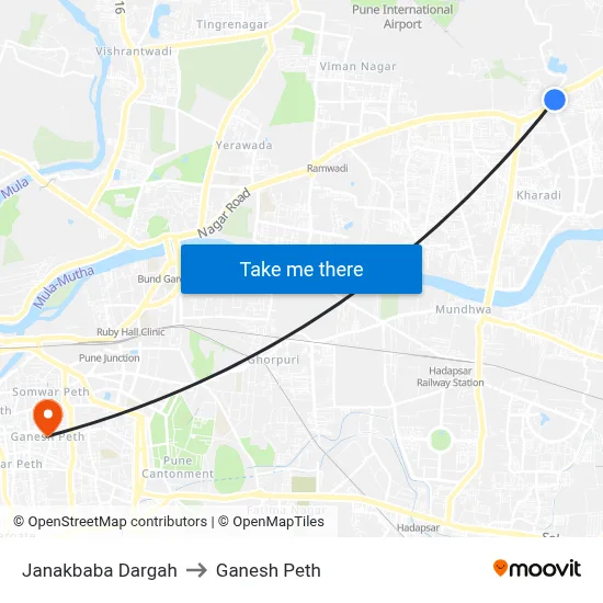 जानकबाबा दरगाह to गणेश पेठ map