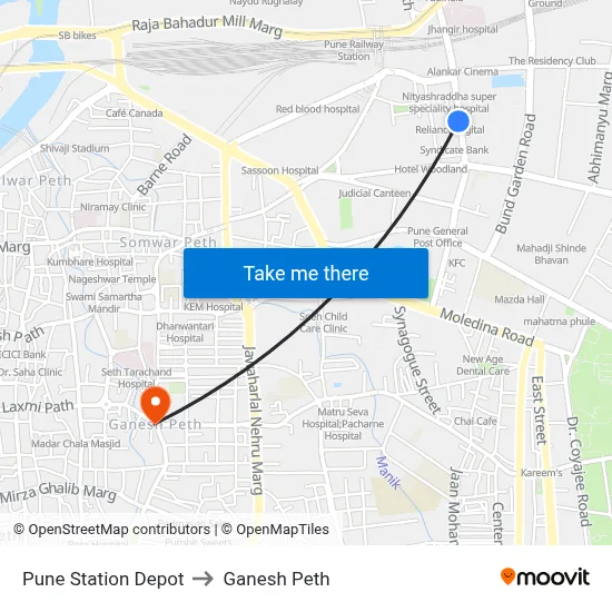 पुणे स्टेशन डेपो to गणेश पेठ map