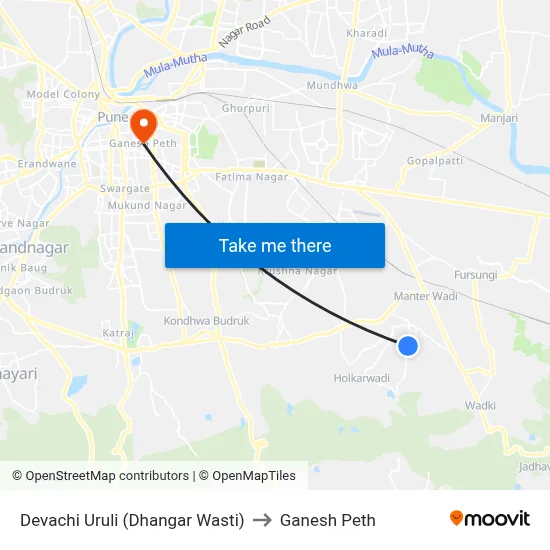 देवाची उरुली (धनगर वस्ती) to गणेश पेठ map