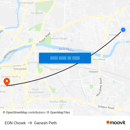 ईओएन चौक to गणेश पेठ map