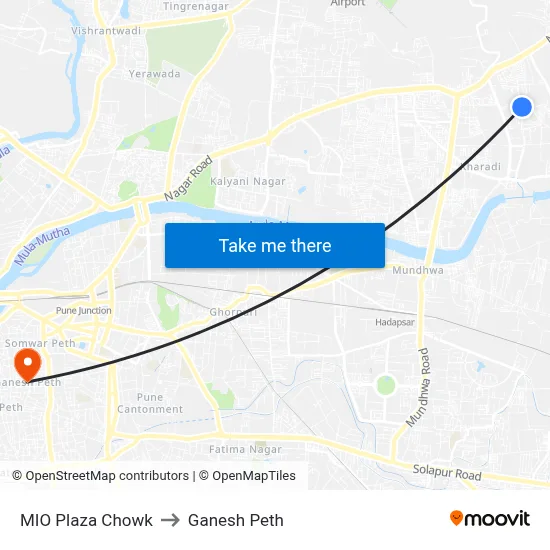 एमआईओ प्लाझा चौक to गणेश पेठ map