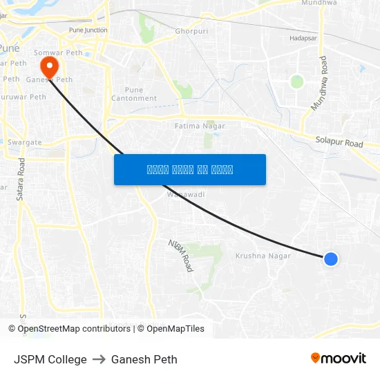 जेएसपीएम कॉलेज to गणेश पेठ map