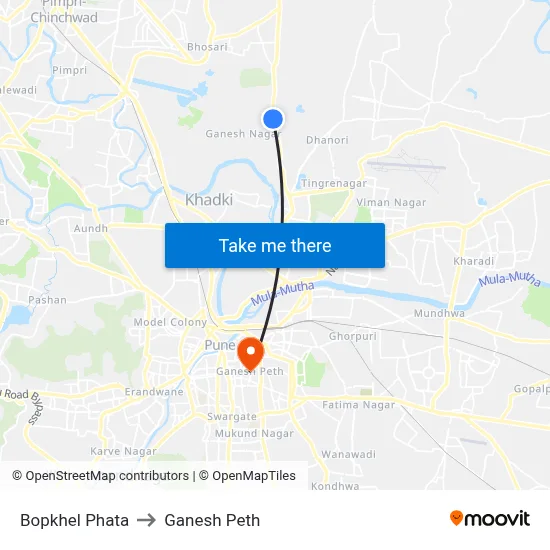 बोपखेल फाटा to गणेश पेठ map