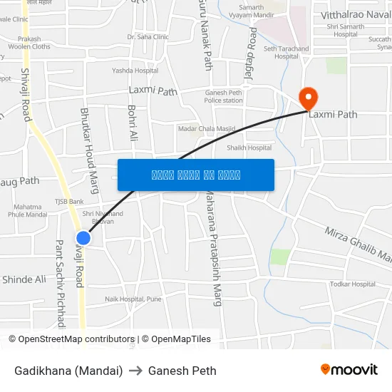गाडीखाना (मंडई) to गणेश पेठ map