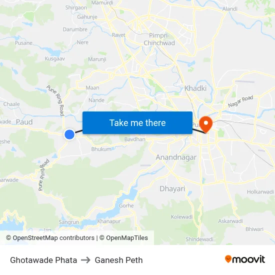 घोटावडे फाटा to गणेश पेठ map