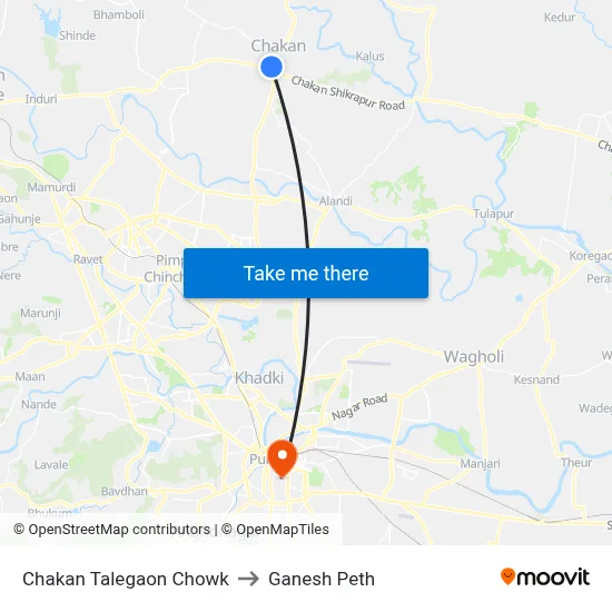 चाकण तळेगाव चौक to गणेश पेठ map