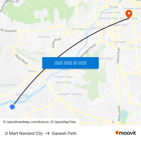 डी मार्ट नांदेड सिटी to गणेश पेठ map