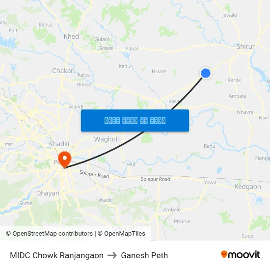 एमआईडीसी चौक रंजनगांव to गणेश पेठ map