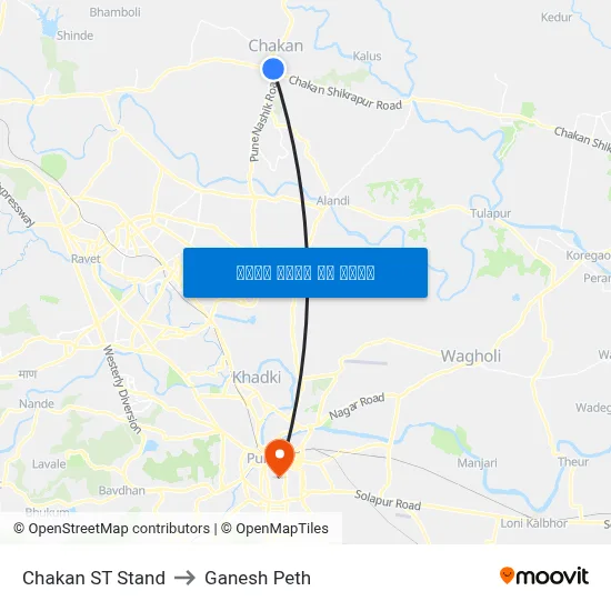 चाकण एसटी स्टैंड to गणेश पेठ map